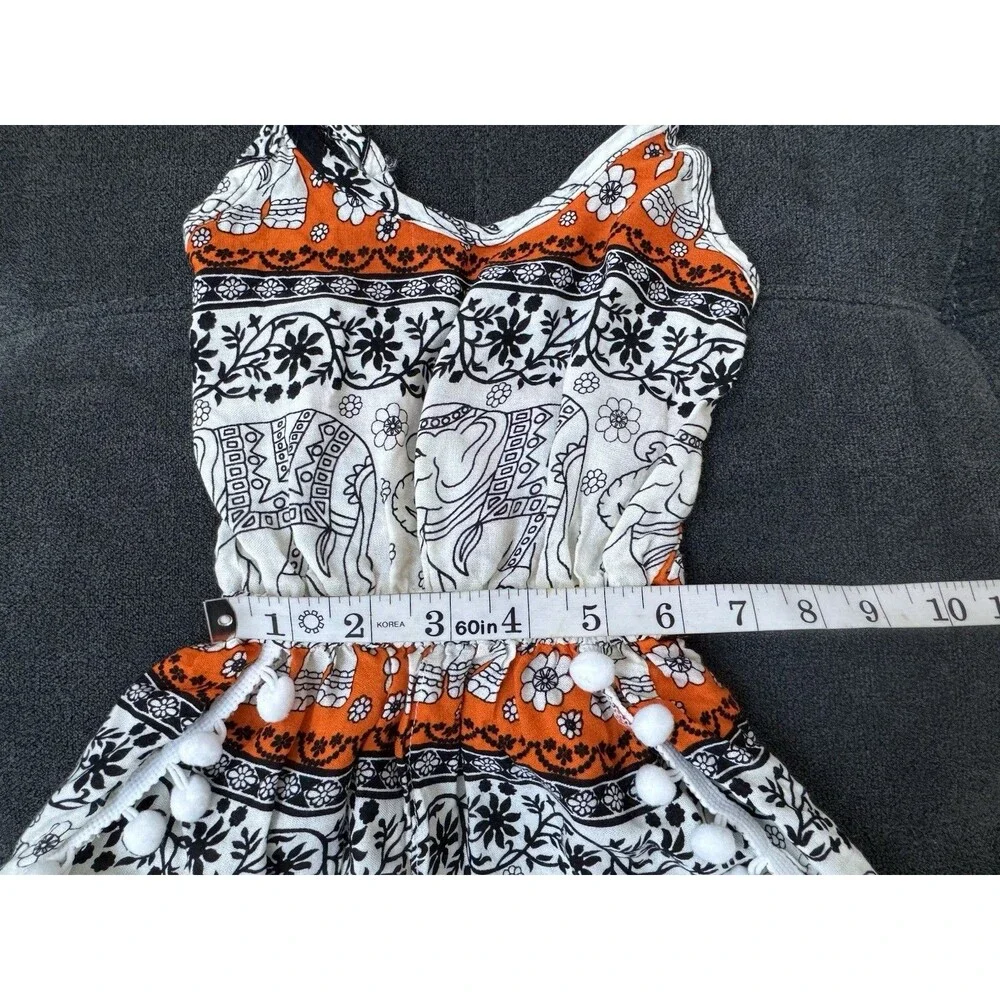 Baby Girl Bohemian Elephant Pom Romper